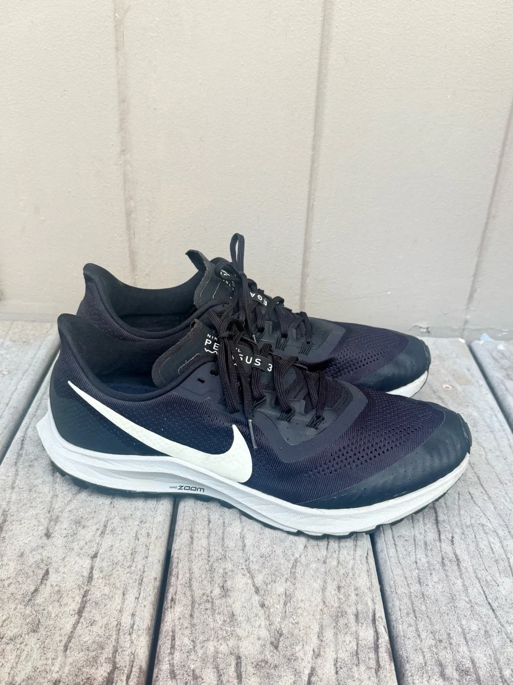 Nike Pegasus Trail 3 Men’s Running Shoes Size 12 Black White Trail Running Clean